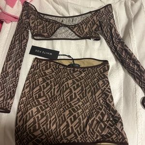 White Fox Boutique Brown Patterned Dress Set